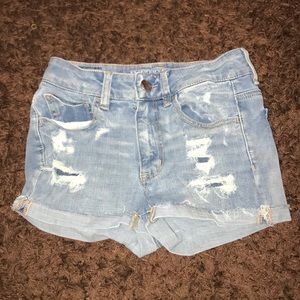 Light wash denim shorts